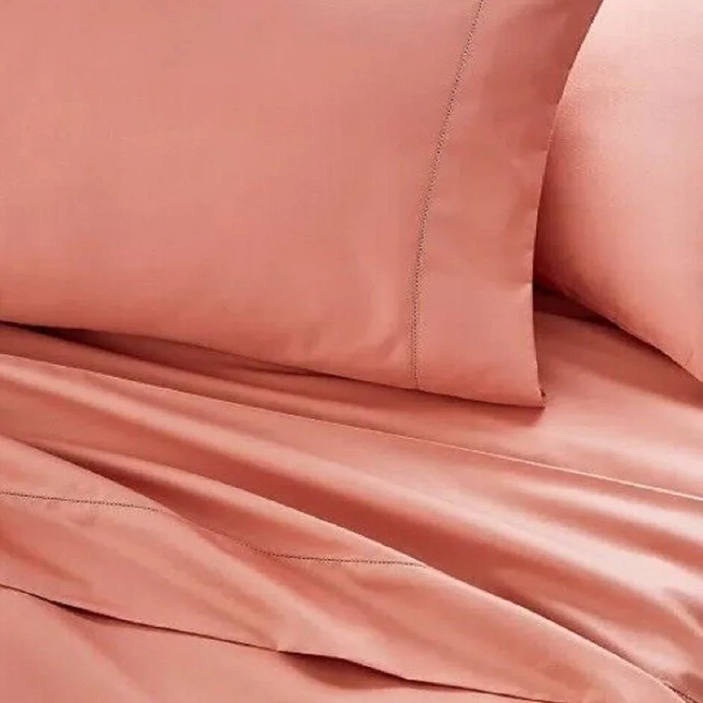 new BAKED CLAY color Charter Club Damask Solid 550TC 100% Cotton QUEEN Sheet Set - Picture 10 of 12